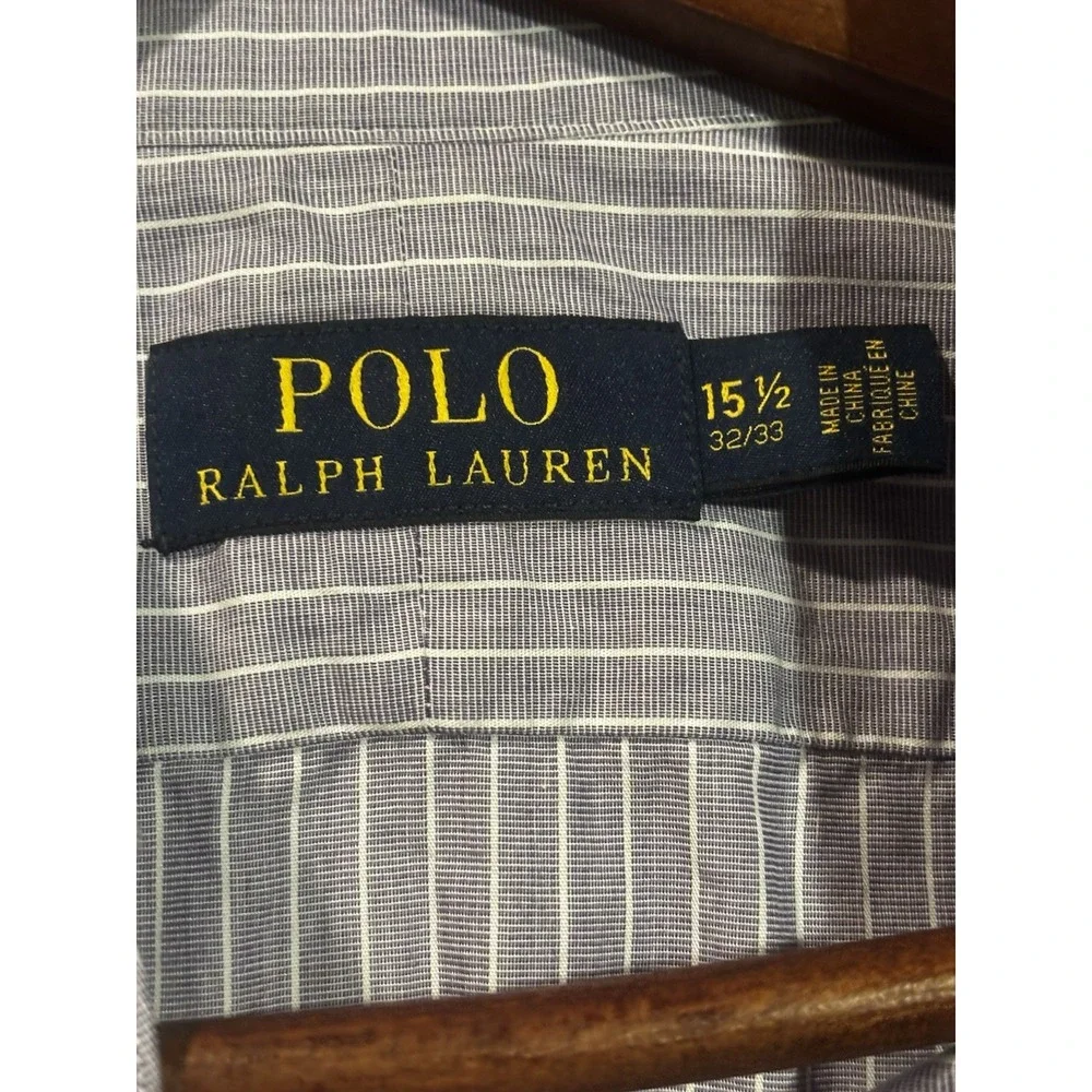 Ralph‎ Lauren Polo Striped Long Sleeve Button Oxford Shirt Men's 15 1/2 Purple